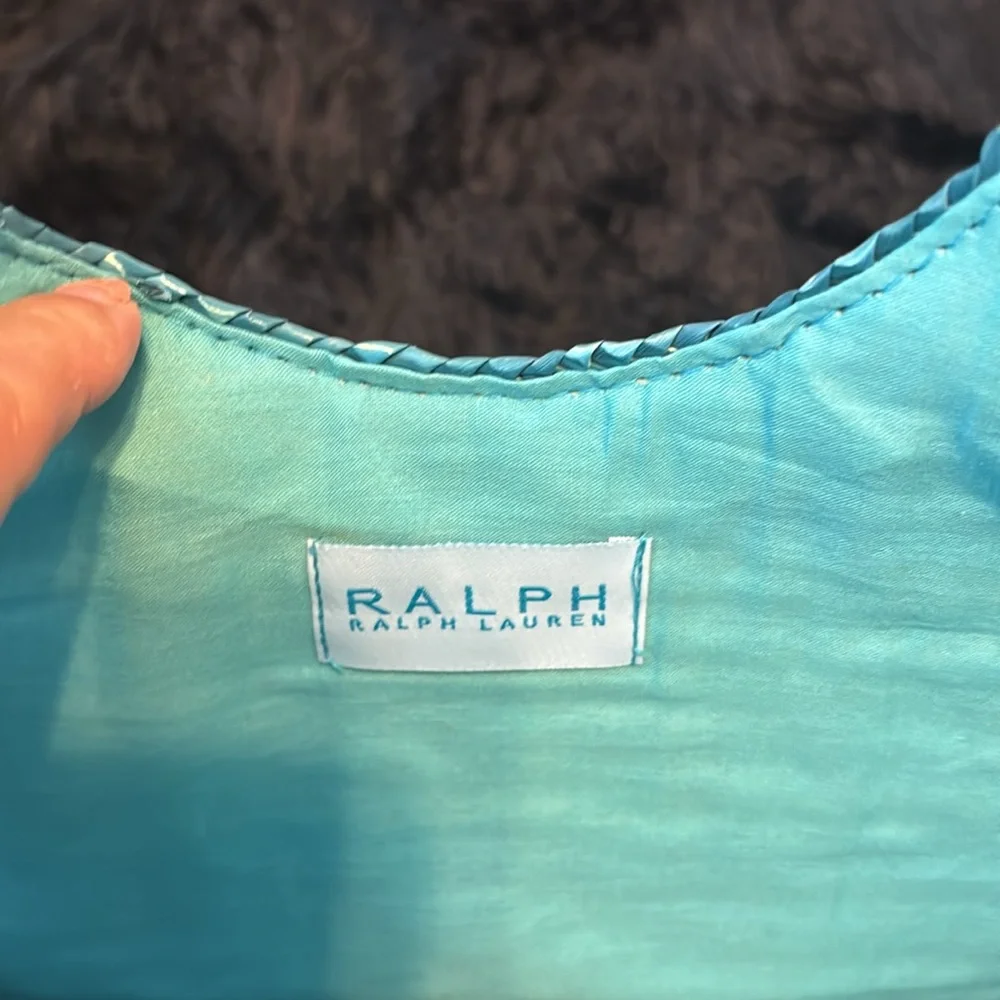 Ralph Lauren Striped Blue and Yellow Woven Tote Bag - Picture 2 of 4